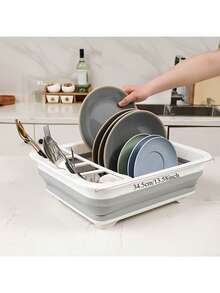 1 件可折叠碗、盘子和餐具沥水架，适用于厨房、房车、露营车和旅行拖车，便携式节省空间的碗架 - 彩色 - 查看 8