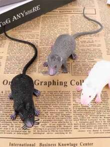 猫玩具 软橡胶老鼠 猫玩具 逼真老鼠 恶作剧玩具 万圣节仿真老鼠 装饰道具 互动猫玩具 动物玩具 玩耍和恶作剧 宠物老鼠咀嚼玩具：大号和小号可选，适合小型动物