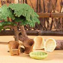 1PC Retro Cute Bamboo Wind Resin Ornaments - Miniature Furniture, Chairs, Home Decoration Bamboo Wind Ornaments Bamboo Furniture, Random Styles Shipped