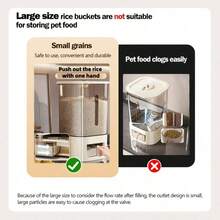 1pc Rice Dispenser With Cup, Large Capacity, Moisture-Proof And Sealed Rice Storage Container, Suitable For Rice, Grains, Flour, Kitchen Supplies, Pet Cat And Dog Food Storage Container, Ideal For Kitchen, Home Use