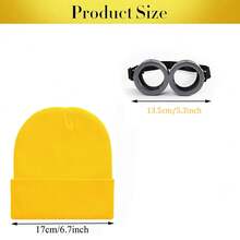 Costume Accessories Adult Steampunk Goggles Glasses Yellow Beanie Hats Black Gloves Women Cosplay Halloween Party Set,Christmas - Multicolor - View 3