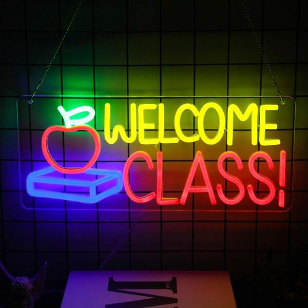 1 Stück Willkommens-Klasse Neonlicht, personalisiertes Neonlicht-Schild, Beleuchtung Wand LED Neonlicht Möbel, Neonlicht für Wohnzimmer Schlafzimmer Atmosphäre, Neonlicht zum Aufhängen an der Klassenzimmerwand, Requisiten für Saisoneröffnungsparty, Geburtstagsgeschenk