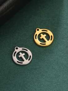 Set de 5 piezas/paquete de mini colgantes de acero inoxidable con diseños de cruz, corazón, estrella y lazo, elementos versátiles, minimalistas y de moda, accesorios hechos a mano DIY adecuados para collares, pulseras, aretes, accesorios para el cabello y dijes para bolsos