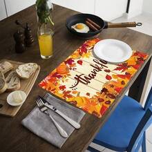 1 pieza/4 piezas/6 piezas Manteles individuales de lino con estampado de calabaza, decoración de Acción de Gracias, adecuados para mesa de comedor, todo el año, manteles de mesa modernos lavables, decoración del hogar, manteles individuales, posavasos, alfombrillas de cocina y comedor, decoraciones de fiesta interior y exterior, regalo ideal