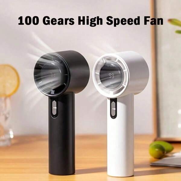 Tragbarer Handventilator, 100-Stufen einstellbarer Mini USB wiederaufladbarer Ventilator, ausgestattet mit einem 1800mAh Akku, hoher Luftvolumen, Hitze lindernd, mit extrem langer Betriebszeit, geeignet für Reisen und Outdoor-Nutzung, wiederaufladbarer tragbarer Ventilator, Studenten, Tischventilator