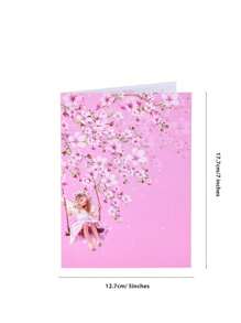 Opjoys 1 张樱花贺卡，浪漫生日贺卡，适合生日、婚礼礼物（包括 1 个信封 + 1 张手写卡片 + 1 张 3D 贺卡），圣诞节