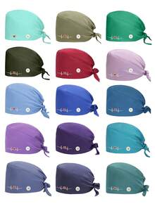 1 buah Topi Kerja Dokter Gigi Bordir, Unisex, Cocok untuk Panti Jompo, Salon Kecantikan, Topi Elastis yang Dapat Dicuci dengan Kancing, Sepanjang Musim - MultiWarna - View 4