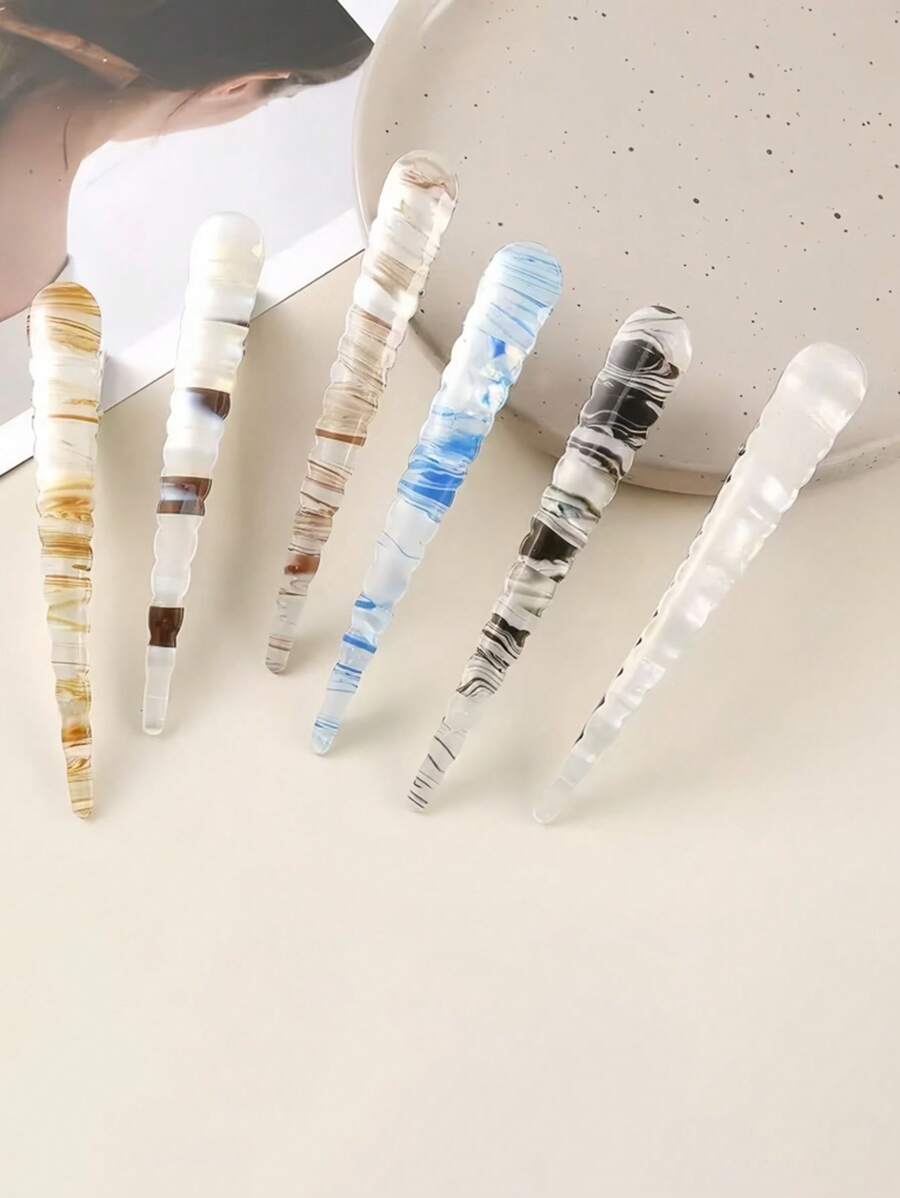 1 件女士创意个性化发夹，新款 PVC 不对称条纹简约百搭发夹，适合日常、通勤、校园、派对、度假、旅行、摄影、爪夹、发夹、发夹、发夹、发夹、发夹