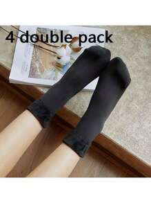1/2/4/10 Pairs Of Unisex Thick Thermal Socks, Neutral Mid-Tube Wool Lined Winter Socks, Solid Color Thermal Socks