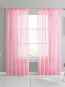 1 pieza Cortina de voile transparente, tela ligera y traslúcida, bloqueo solar y aislamiento térmico, diseño de bolsillo para varilla, buena caída, adecuada para decoración de sala de estar, dormitorio, balcón | Decoración de otoño, decoración de habitación