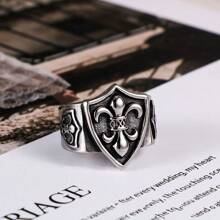 1 pieza Anillo clásico y simple de acero inoxidable con patrón floral misterioso y punk, resistente a la decoloración, adecuado para uso diario