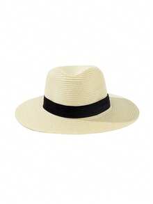 1 chiếc Mũ Panama vành rộng Unisex, Mũ chống nắng bãi biển mùa hè, Chất lượng cao, Màu trơn, Thanh lịch, Thường ngày, Bohemian, Cổ điển, Phong cách đường phố, Polyester, Chống gió, Xuân/Hè - mũ đội đầu - Xem 9