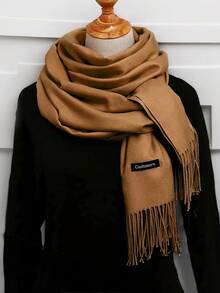 1pc 190*70cm Outdoor Classic Solid Color Windproof Sand Proof Lightweight Shawl Scarf, Suitable For Men And Women For Dress - Khaki - View 24