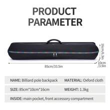 1/2 Cue Billiard Stick Case, Waterproof Oxford Cloth 8-Hole Snooker Cue Carrying Bag