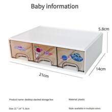 1 件多功能收纳盒，抽屉式梳妆台收纳盒，透明多层隔层化妆品收纳盒，书桌抽屉式文具收纳盒，学生宿舍，办公室