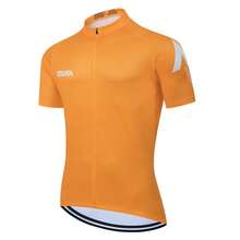 Men'SCycling Jersey Polyester 100% Knit Fabric, Geometric Pattern, Crew Neck, Short Sleeve, Regular Fit, Medium Stretch, Universal For Cycling, Running, Fishing, Sports, Weekend Casual - Summer/Spring/Fall Collectio - Orange - View 1