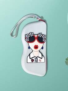 1个硅胶眼镜盒,眼镜收纳袋,可爱防水防尘眼镜盒,旅行配件,旅行必备,个性化DIY设计便携轻巧简约眼镜架,带防丢钩 - 多色2 - 查看 10