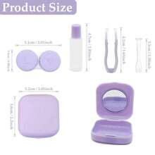 1PC Contact Lens Case Portable Hygiene Contact Lens Container Travel Set With Mirror Contact Lens Suction Tweezers Purple - Purple - View 2