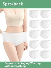 5条/包 一次性白色三角内裤，方便商务旅行、产后、经期使用，独立包装，可爱半透明内裤 - 彩色 - 查看 1