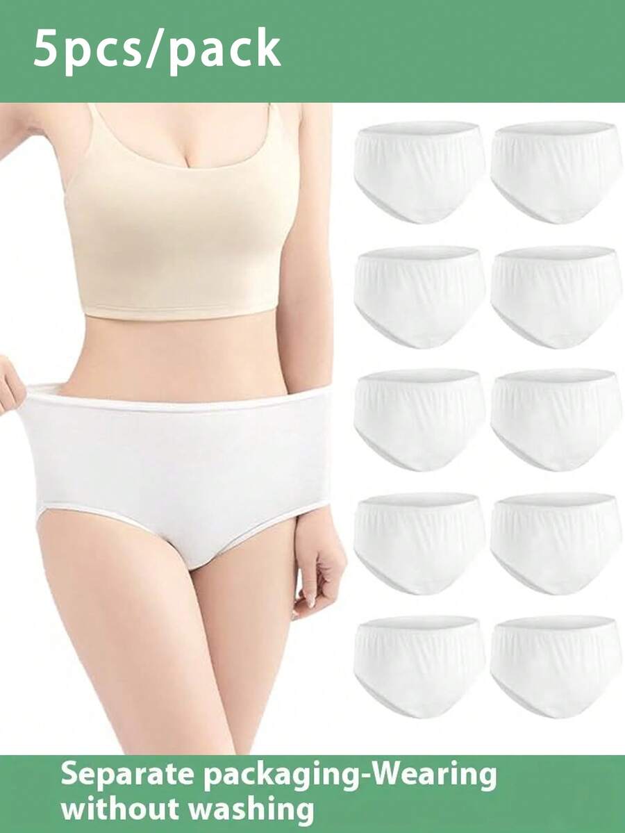 5条/包 一次性白色三角内裤，方便商务旅行、产后、经期使用，独立包装，可爱半透明内裤 - 彩色 - 查看 1
