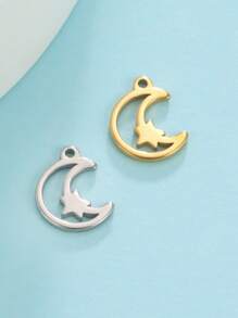 Set de 5 piezas/paquete de mini colgantes de acero inoxidable con diseños de cruz, corazón, estrella y lazo, elementos versátiles, minimalistas y de moda, accesorios hechos a mano DIY adecuados para collares, pulseras, aretes, accesorios para el cabello y dijes para bolsos