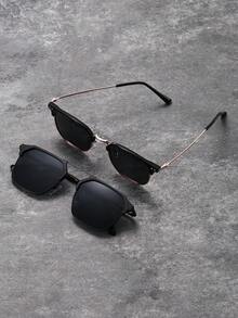 2pcs Unisex Retro Travel Metal Frame Sunglasses, Fashionable Versatile, Classic Design | UV Protection, Suitable For Outdoor, Travel, Beach, Daily Wear And Driving - 2PCS Combination Pack a - View 2