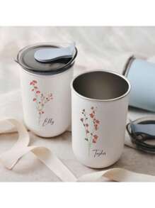 1pc Custom Stainless Steel Travel Mug - Double Insulated Coffee Mug With Personalised Name Option, Cold Drink Mug | Elegant Mist Finish | Double Insulated, Coffee Mug, ,Reusable,Multi-Functional,Ornamental,Stylish,Exquisite,High-Quality,Custom,Personalized,Unique,Ideal Gifts For Him,Ideal Gifts For Her,Her,Boyfriend,Girlfriend,Dad,Mom,Family,Friends,Son,Daughter,School Students,Workers,Kids,Office,Tea Room,School,Home