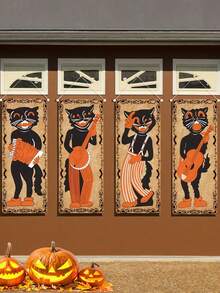 4 piezas de pinturas colgantes decorativas para fiesta de Halloween, pinturas colgantes de tela para decoración festiva, pinturas colgantes para fondo de pasillo, pinturas decorativas de Halloween, decoración de arte de pared