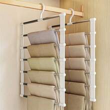 1pc Portable Storage Hanger, Multi-Functional Pants Rack, Foldable Stainless Steel Pants Rack, Multi-Layer Seamless Pants Rack Clips, Lightweight Space-Saving Closet Hanger Pants Rack, Suitable For Dresses, Pants, Shoes, Jeans, Underwear, Skirts - Multicolor - View 1