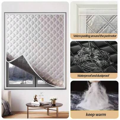 1 件白色窗帘，防风隔热窗帘冬季挡风卧室防寒隔热窗膜