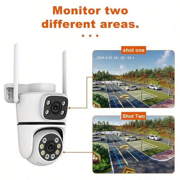 2MP Hochauflösende Pixel Outdoor Kamera, Dual Linse, PTZ CCTV Überwachungssystem, Heimsicherheit, KI-gesteuerte Bewegungserkennung, Nachtsicht, Push-Benachrichtigungsalarme, SD/Cloud Speicherung, wasserdicht, kabellos WLAN, geeignet für Innen/Außen, Garten, Unternehmensüberwachung