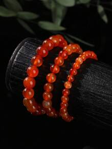 6/8mm Natural Red Agate Bracelet, Made Of Natural Red Agate Material, Brings Good Fortune And Prosperity, Enhances Elegance, Suitable For Daily Wear, Gatherings, Parties, And Banquets