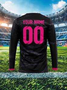 2025 定制运动球衣，新款秋季户外速干单件上衣，男士运动队俱乐部训练 V 领足球衫长袖，前后印有姓名、号码、标志，搭配男士白色 100% 纯棉长袖 T 恤，短袖休闲舒适，适合日常、派对、聚会 - 彩色 - 查看 8