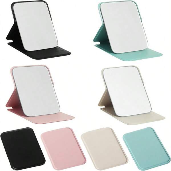 1PC Portable Makeup Mirror, Leather Small Mirror, Foldable, Travel Mirror, Suitable For Gifts, Travel Essentials, Cosmetics, Easy To Store, Folding Mirror, Portable MirrorAnti Slip Design Folding Portable Makeup Mirror That Can Be Placed In A Makeup Bag, Dormitory Travel Makeup Mirror, Style Makeup Mirror