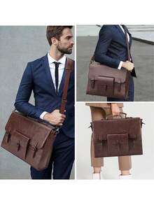 NEWHEY Messenger Bag For Men 15.6 Inch Waterproof Vintage Leather Laptop Briefcase Large Satchel Shoulder Bag Office Travel College Computer Laptop Bag Vintage Bags - Coffee Brown - View 8