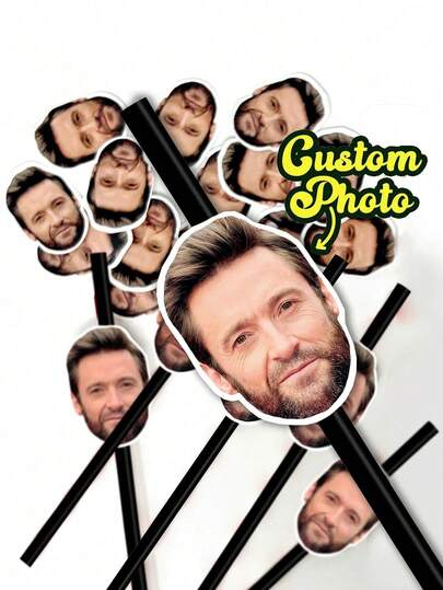 1/25Pcs Personalized Face Straws - Custom Cut-Out Photos Faces, Complete With Straws And Fixings For You To Attach - Fun For Hen, Stag Do, Birthday, Multi-Functional, Ornamental, Anti-Mold, Reusable