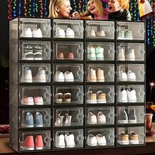 6 Thick Transparent Shoe Box With Lid, Foldable And Stackable Shoe Rack, Free Combination, Plastic Sports Shoe Container, Space Saving Storage Organizer, Suitable For Foyer, Bedroom, Home, Dormitory, Etc