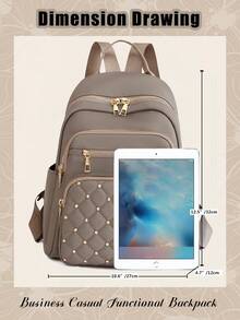 Malist Flower Embroidery Functional Backpack For Women, Business Casual Commuting Travel Backpacks, Cute Multi-Compartment Versatile Computer Daypack, Portable Campus School Bag For Junior High School And College Students, School Backpack, Elementary School, Middle School, High School, Back To School Bags, Waterproof, Lightweight, Classic Casual, Suitable For Teen Girls Women College Students, Teacher, Perfect For Back To School, First Day Of School, Middle School, High School - 灰色 - 查看 5