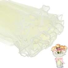 1 pièce Papier d'emballage à fleurs de 28 cm x 4 yards, tissu plissé en faux-perle. Fournitures de fleuriste pour les fêtes, les mariages, les anniversaires. Emballage cadeau, accessoires de bouquet de fleurs, emballage de fleurs fraîches pour la Saint-Valentin, la Fête des Mères