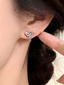 GAGAFEEL 1 对甜美可爱、时尚的 S925 银蝴蝶结耳环，适合女性日常佩戴，可作为送给朋友的礼物 - 銀色 - 查看 9