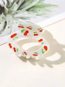 1 件女士新款清新樱桃、草莓、胡萝卜印花发夹，可爱甜美韩式发饰，适合日常、学校、派对、度假、旅行、拍照发饰秋季配饰