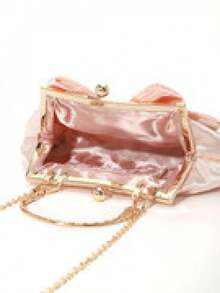 The Pink Literary-Style, Senior-Inspired Bow-Decorated Dinner Bag Features A Gentle Tone With An Exquisite Large Bow. It's Designed For Young Girls. Whether It's A Banquet, Wedding, Or As A Bridesmaid Dress Or Party, This Single Product Can Showcase Their Elegant And Sweet Temperament. - 粉色 - 查看 3