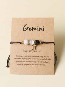 Zodiac Bracelet Women Men Crystal Stone Beaded Bangles Handmade Weave Braid Gift Ideas Aries Taurus Gemini Cancer Leo Virgo Libra Scorpio Sagittarius Capricorn Aquarius Pisces For Brother Sister