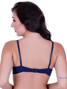 Basic Bra With Lace Cups - Blue - View 4