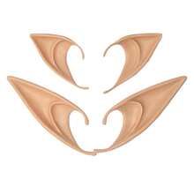 2 对硅胶精灵耳朵、吸血鬼獠牙、仙女耳朵、万圣节精灵耳朵角色扮演道具 - 彩色 - 查看 9