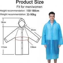 Chubasquero para adultos de 2 piezas, resistente al viento y al agua, de EVA, de una sola pieza, ideal para viajes, ciclismo al aire libre, senderismo, para hombre y mujer, material escolar. - Azul - Ver 7
