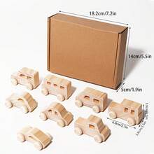 8 件木制 DIY 汽车模型套件套装，未完成的木制车辆用于绘画，适合家庭艺术和工艺品，非常适合家居创作和装饰，木制工艺工具套装，非毛绒，独立