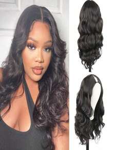 V Part Body Wave Human Hair Wig Upgrade U Part Human Hair Wigs No Sew In No Glue For Women 200 Density V Shape Thin Part Glueless Wig Clip In Half Wig Beginner Friendly Natural Black 40 Inch - Natural Black - 查看 8