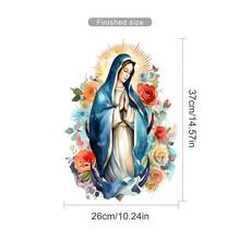 1 pieza Pegatina de pared con estatua de Nuestra Señora de Guadalupe, flores, luna, virgen maría orante para dormitorio de niños, habitación, sala de estar, oficina, decoración del hogar, decoración de pared personalizada - Multicolor - Ver 8