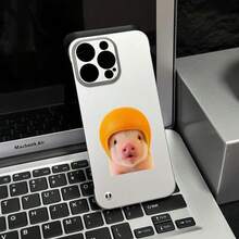 Cute Orange Helmet Piglet Borderless Mobile Phone Case, Suitable For Phone16promax 15promax 14promax 13promax Apple Full Series Adaptation 16Pro/15pro/14Pro/13Pro, Phone16plus, 15plus, 16plus/Phone16/15/14/13/12, Borderless Mobile Phone Case, Experience The Feel Of No Case,Heat Dissipation Phone Case - Silver - View 2